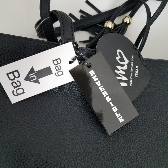 NEW Imoshion Black/Tan Reversible Bag-in-Bag Tote - Picture 7 of 9